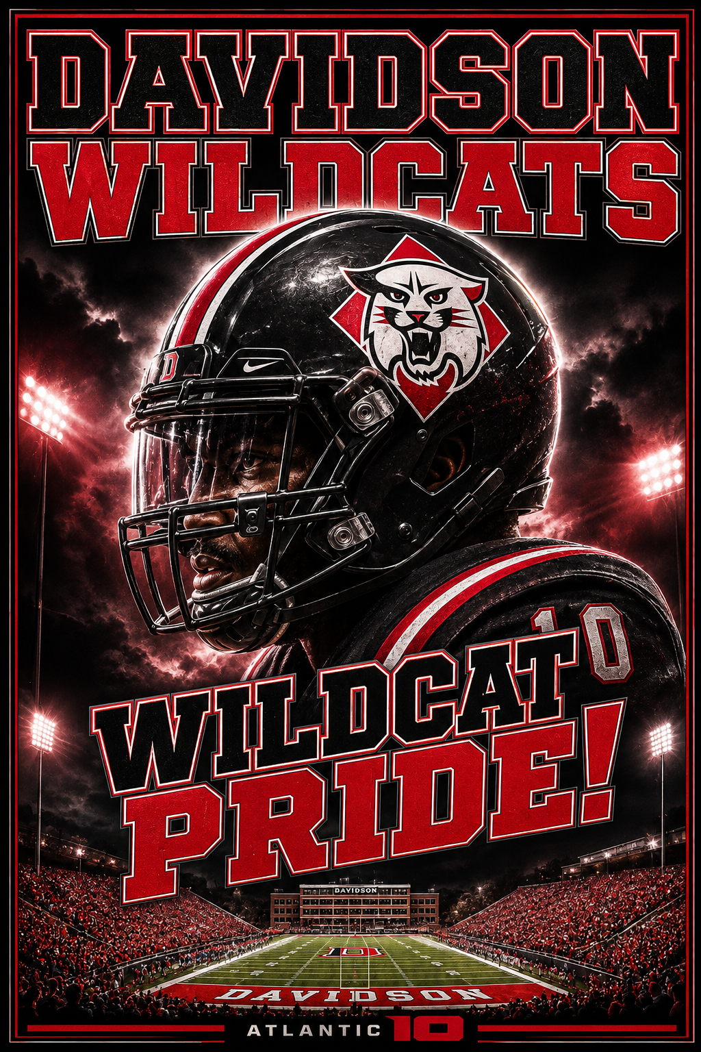 Davidson Wildcats Football Pride Wall Art Print