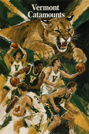 Vermont Catamounts Basketball Mountain Lion Artwork