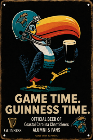 Guinness Coastal Carolina Chanticleers Game Time Wall Sign