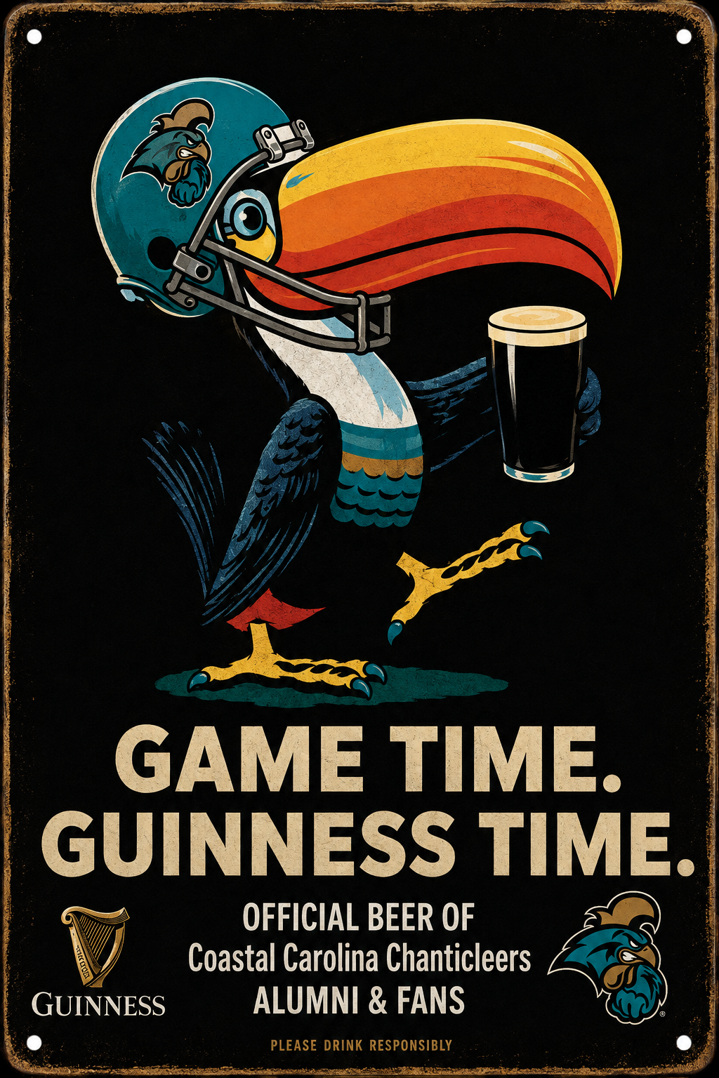 Guinness Coastal Carolina Chanticleers Game Time Wall Sign
