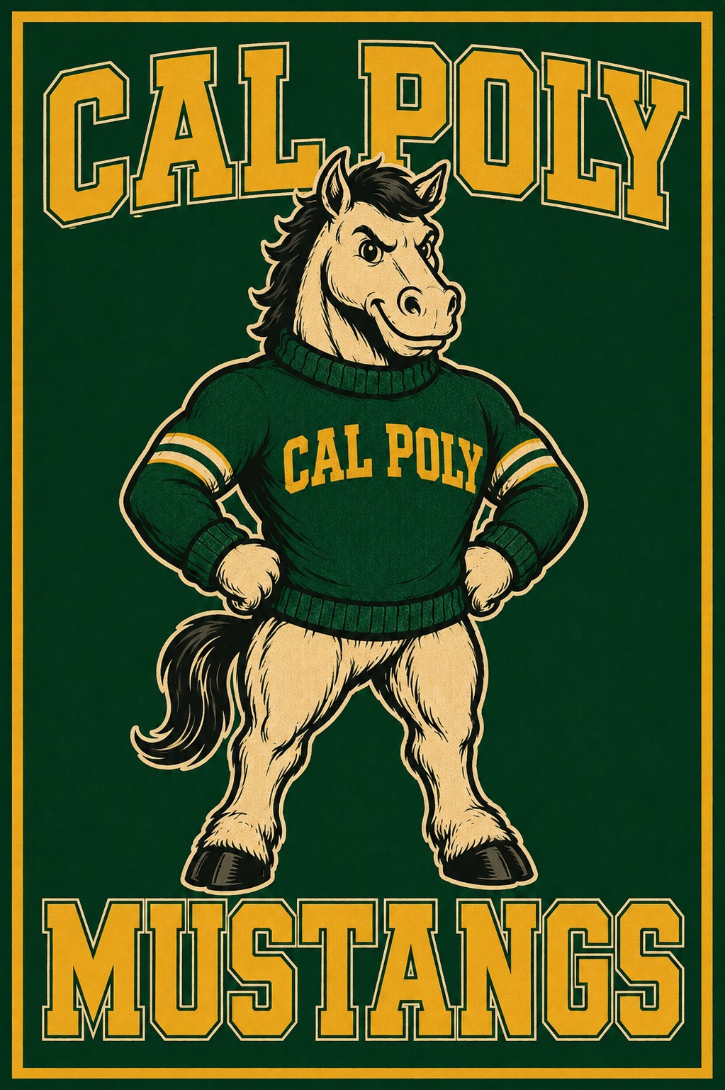 Cal Poly Mustangs Horse Mascot Green and Gold Wall Art