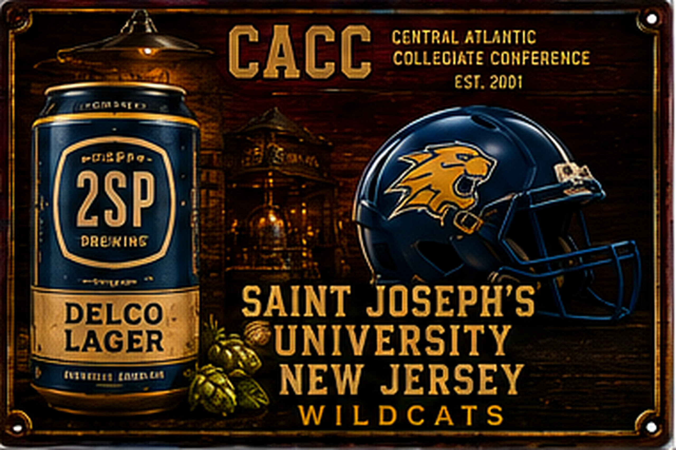 CACC Saint Joseph’s Wildcats Beer & Football Wall Sign