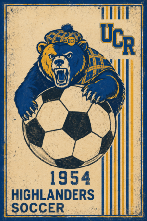UCR Highlanders Soccer Bear 1954 Vintage-Style Wall Art