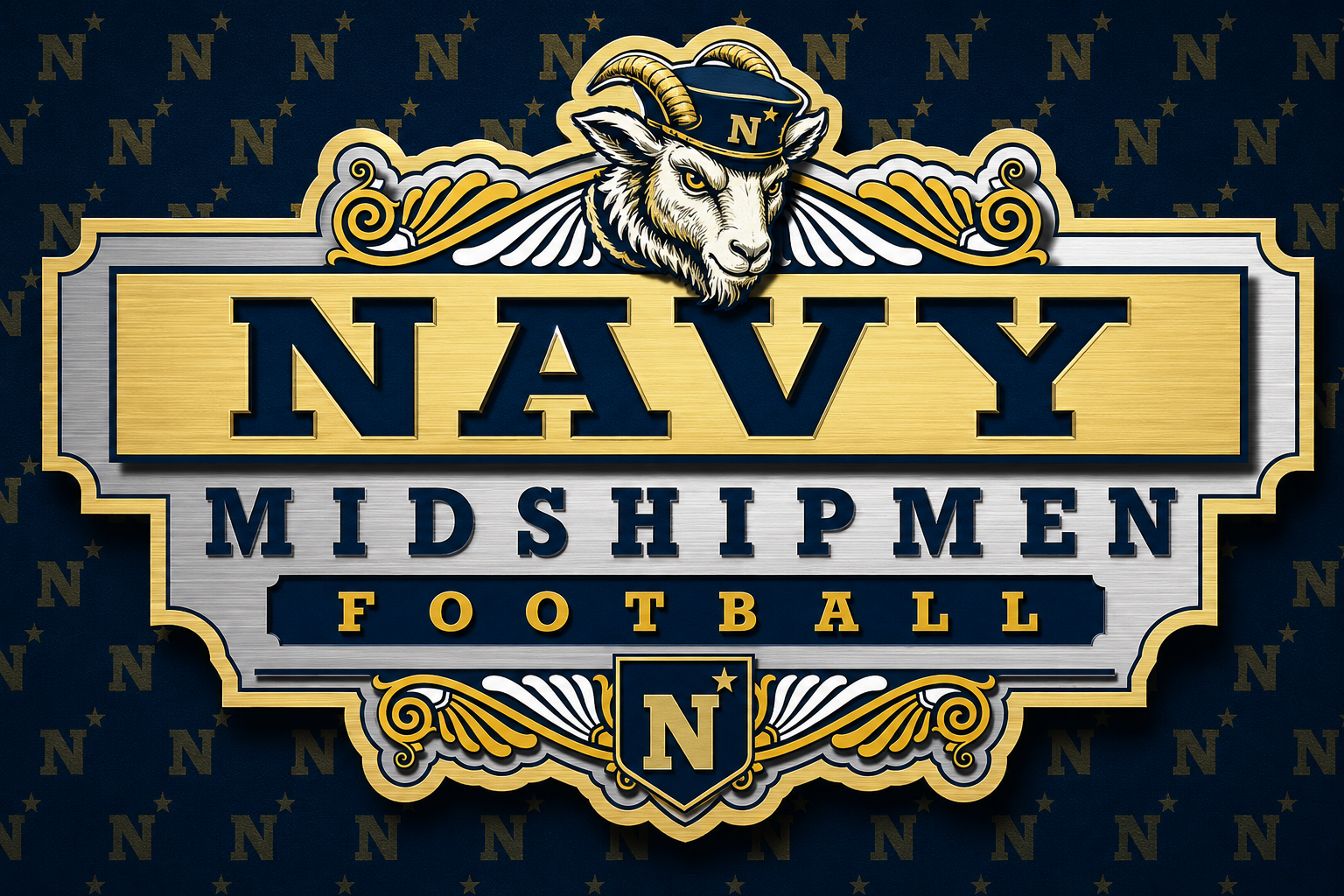Navy Midshipmen Football Ram Emblem Wall Art
