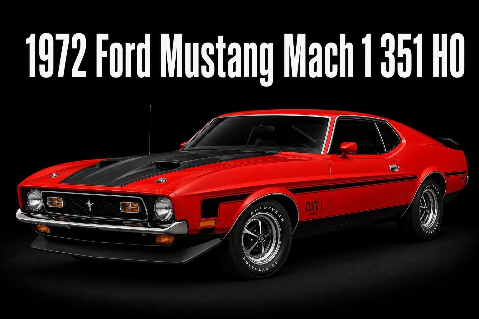 1972 Ford Mustang Mach 1 351 HO Red Car Wall Art