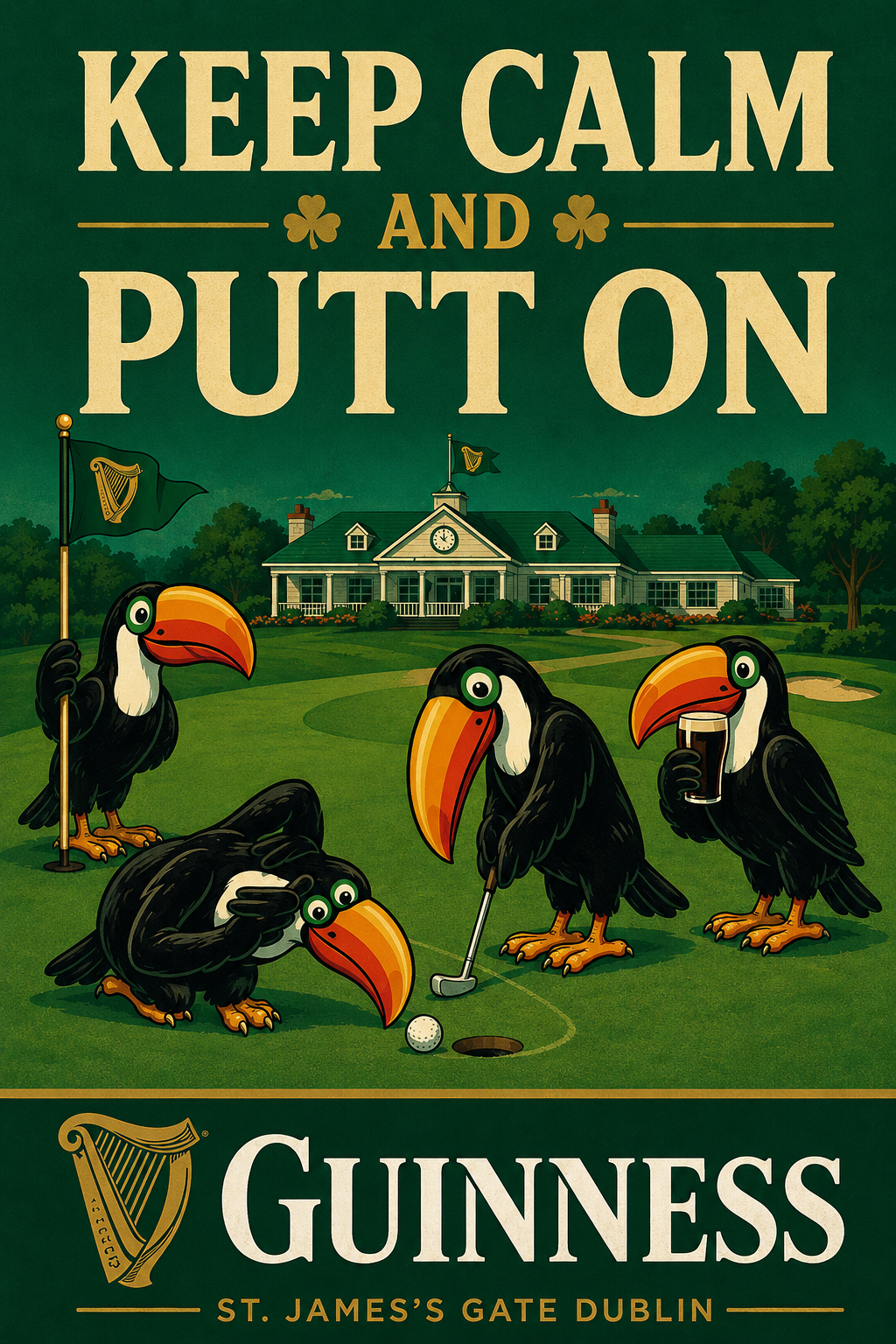 Keep Calm and Putton Guinness Golf Toucans Wall Art