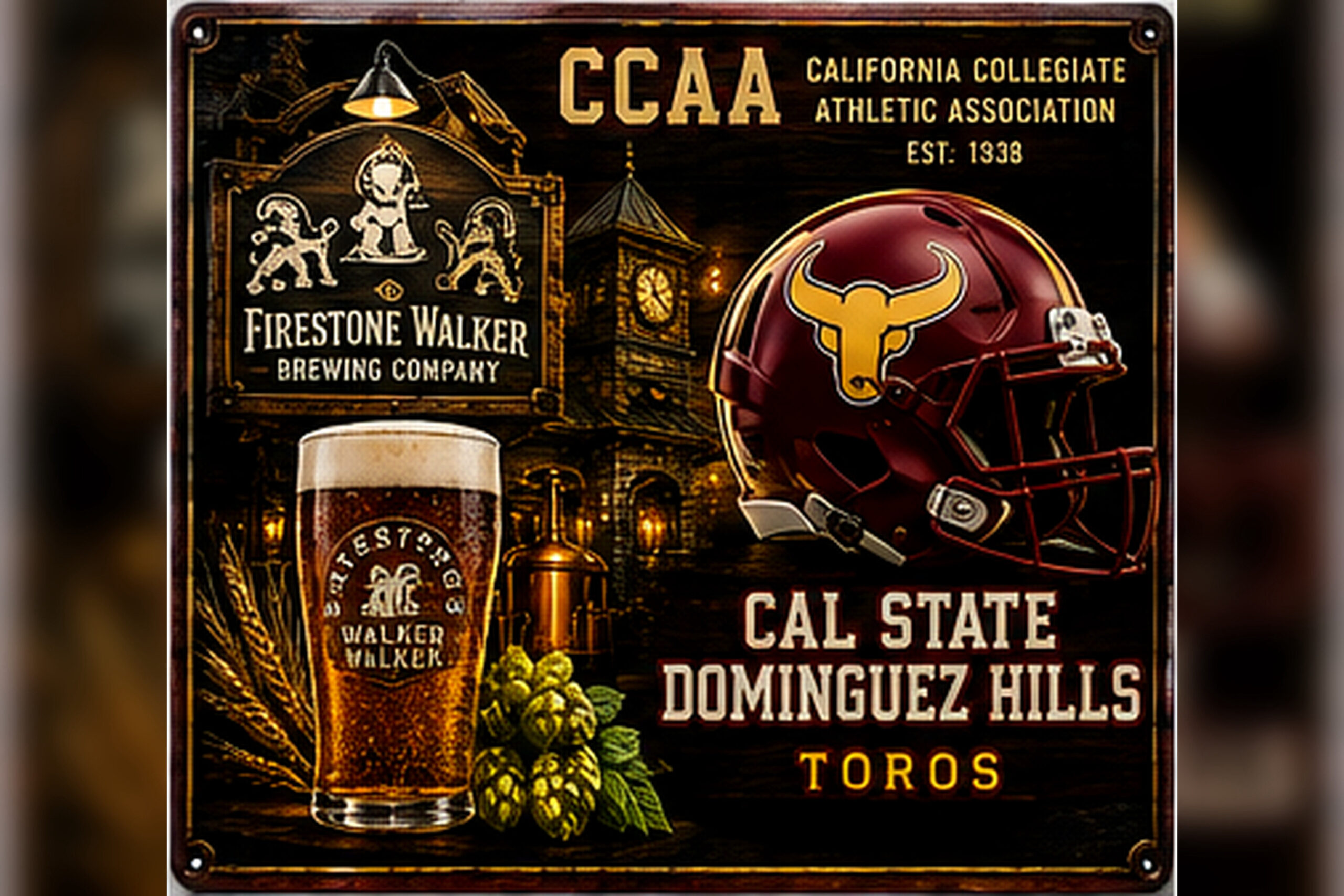 Cal State Dominguez Hills Toros CCAA Beer Wall Sign