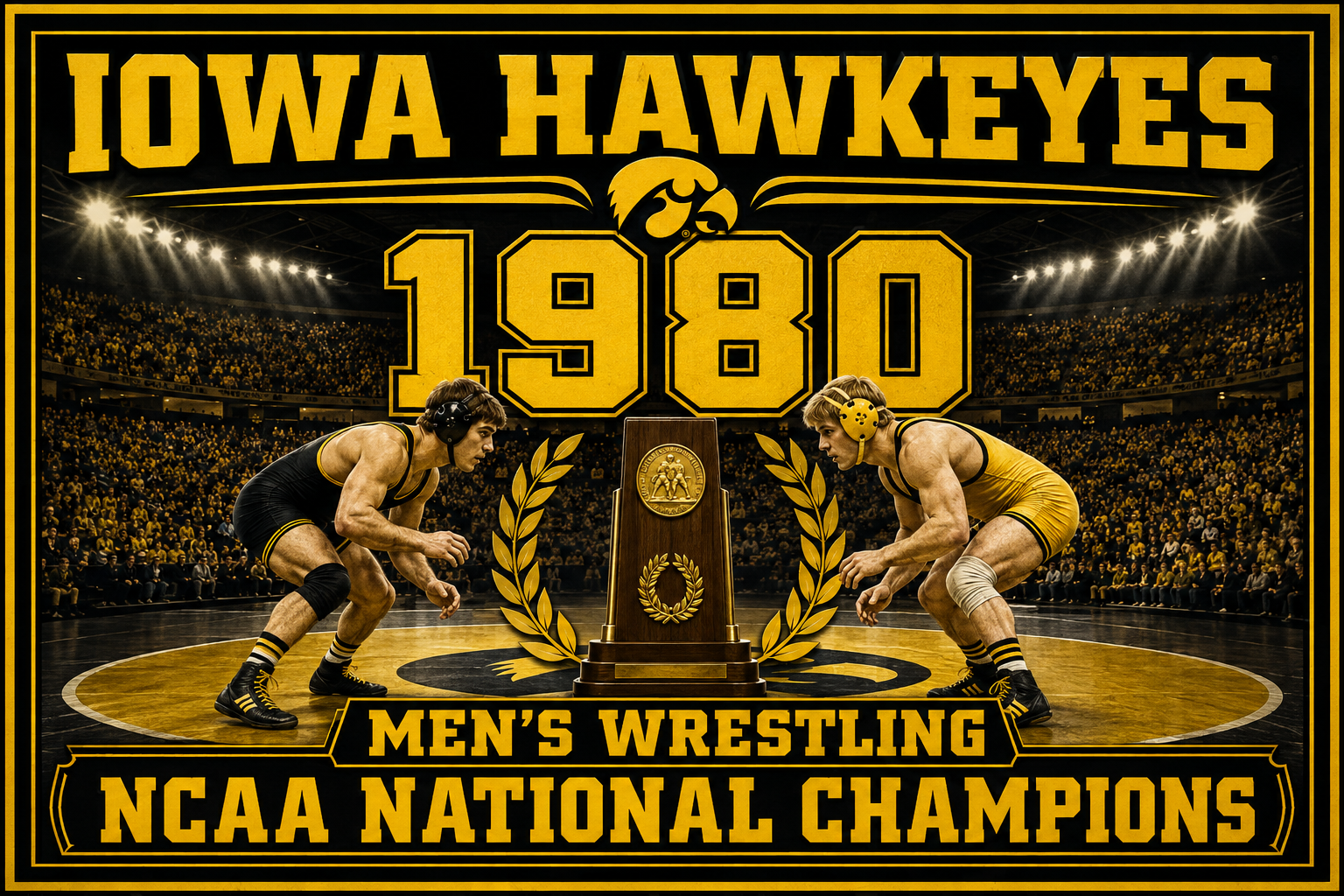 Iowa Hawkeyes 1980 Men’s Wrestling Champions Wall Art