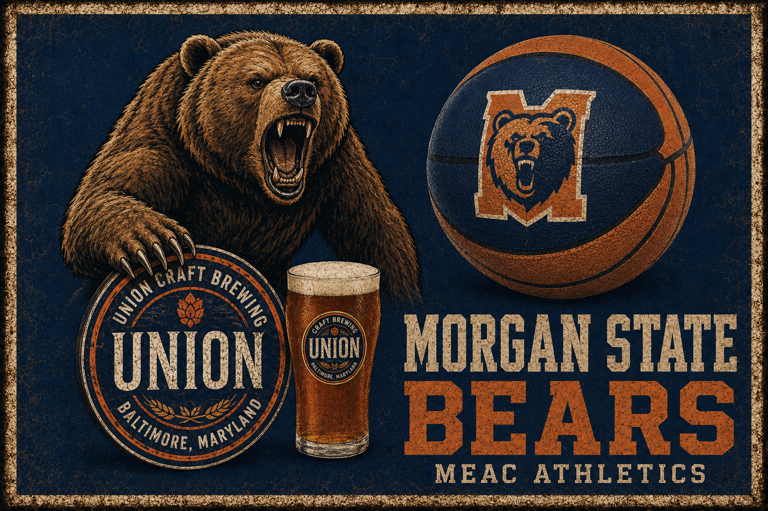 Morgan State Bears Basketball and Union Craft Brewing Wall Art
