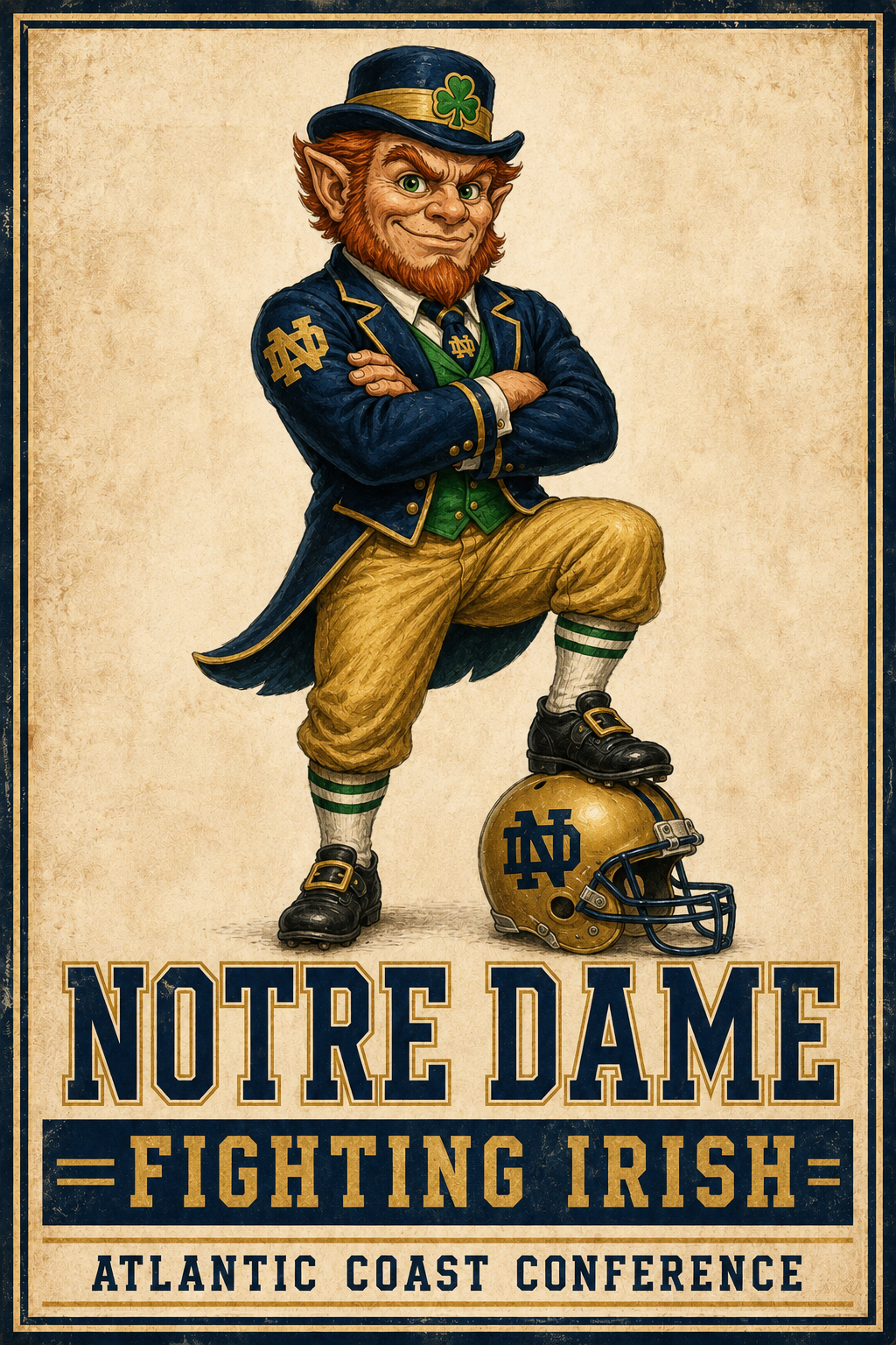 Notre Dame Fighting Irish Leprechaun Vintage-Style Wall Art