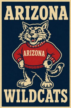 Arizona Wildcats Retro Cat Graphic Wall Art