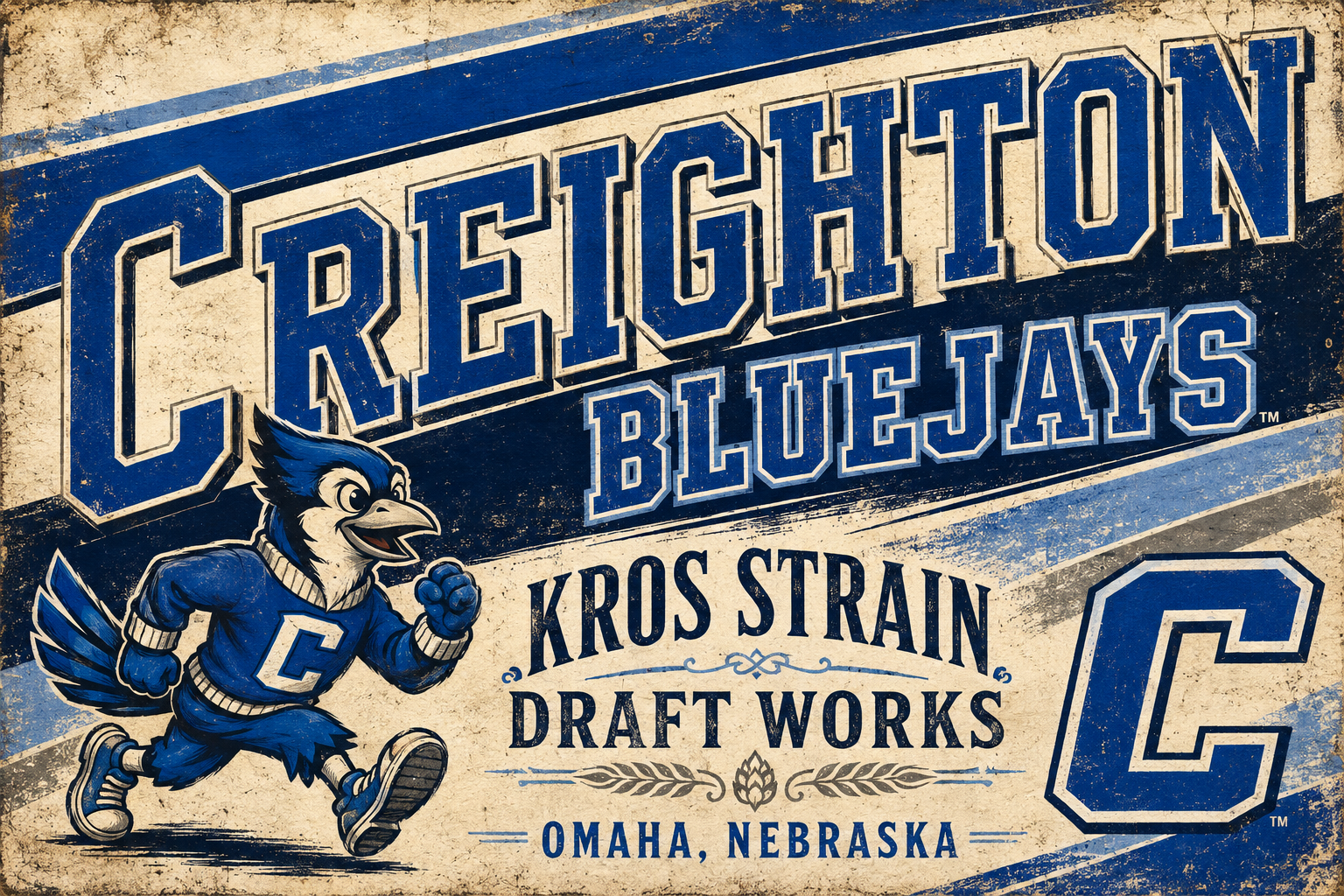 Creighton Bluejays Vintage-Inspired Distressed Wall Art
