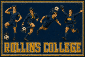 Vintage-Style Rolling College Soccer Players Wall Art