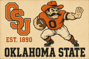 Vintage-Inspired Oklahoma State Cowboy Football Wall Art