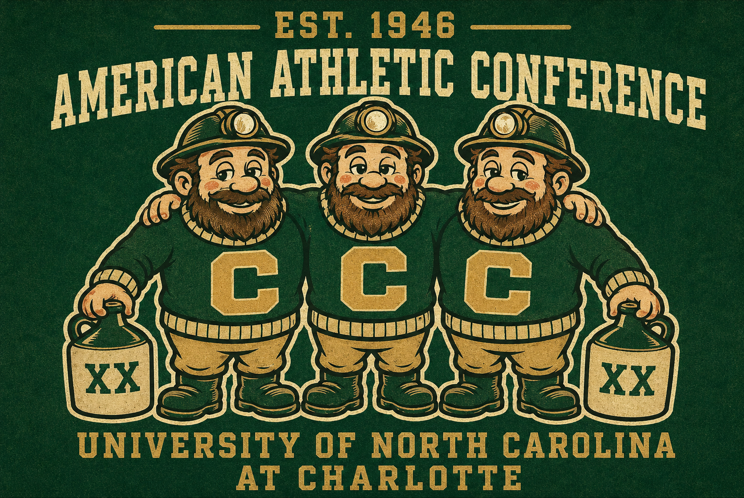 American Athletic Conference Miners Vintage-Style Graphic