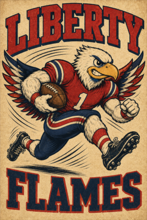 Liberty Flames Eagle Football Player Wall Art
