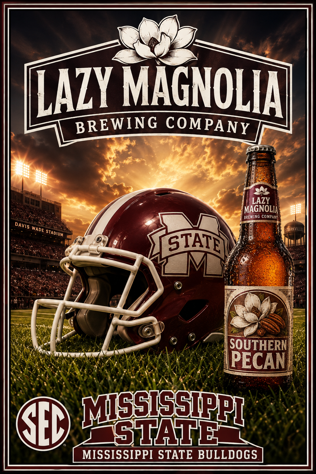 Mississippi State Football Lazy Magnolia Brewing Poster