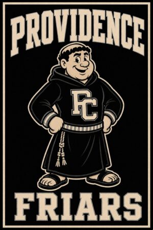Providence Friars Monk Mascot Black and Cream Wall Art