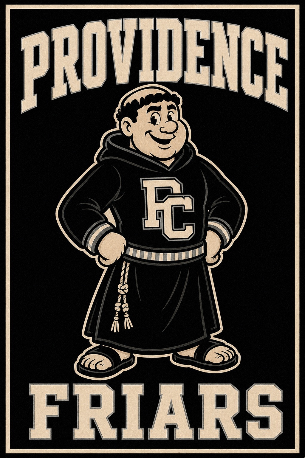 Providence Friars Monk Mascot Black and Cream Wall Art