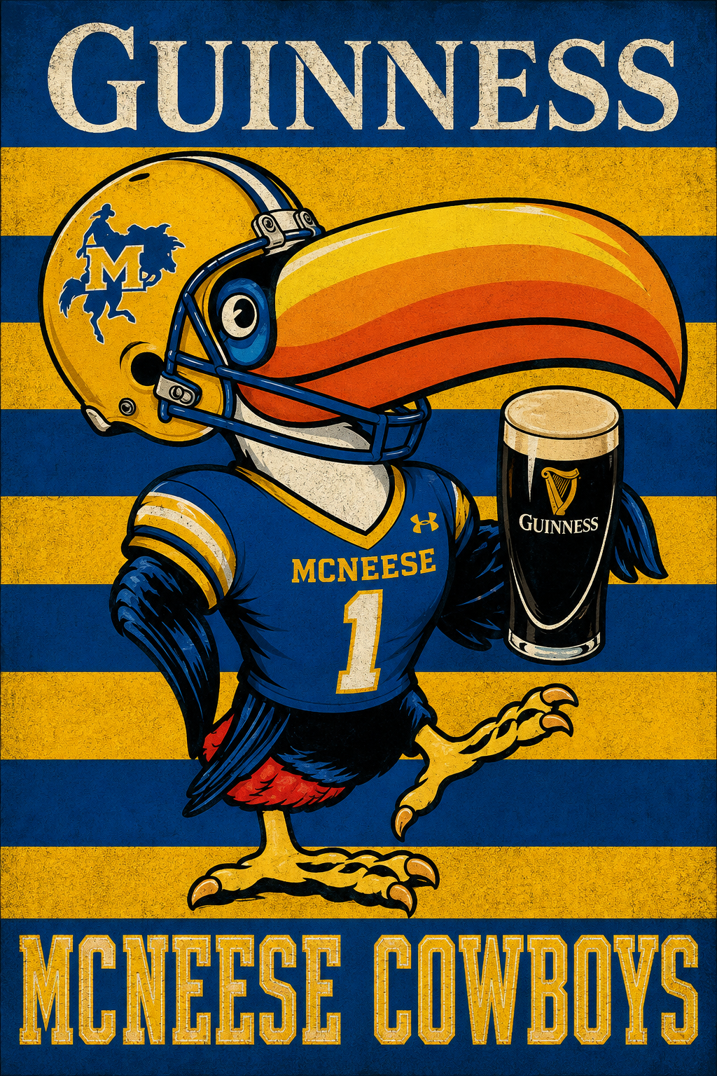 Guinness McNeese Cowboys Football Bird Wall Art