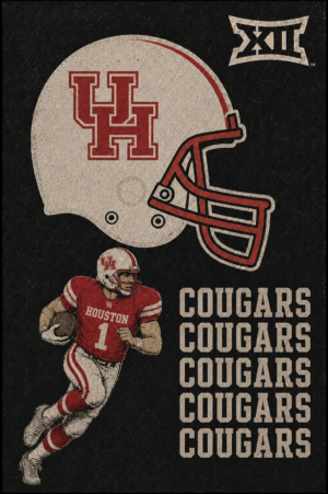 Houston Cougars Football Helmet and Player Wall Art Poster