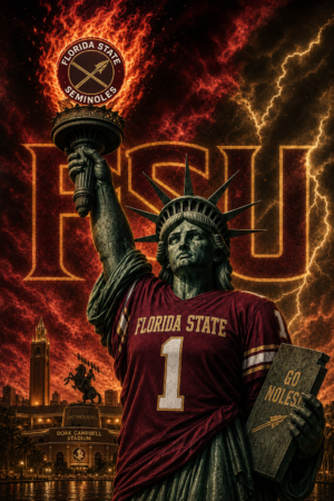 Florida State Statue of Liberty Football Wall Art