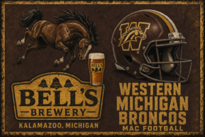 Western Michigan Broncos Vintage-Style Brewery Football Wall Art