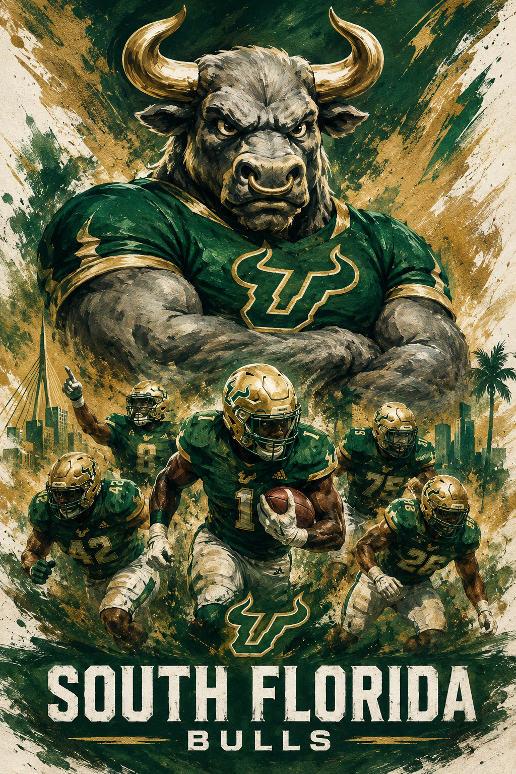South Florida Bulls Football Team Poster Art