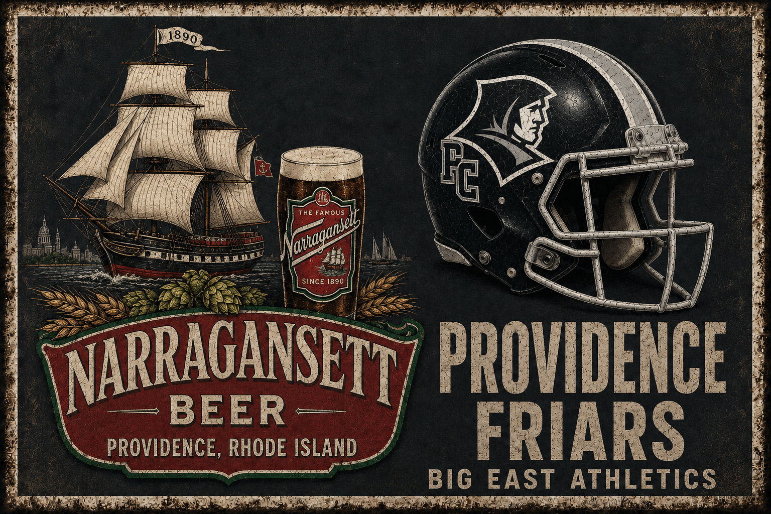 Narragansett Beer Providence Friars Vintage-Style Poster