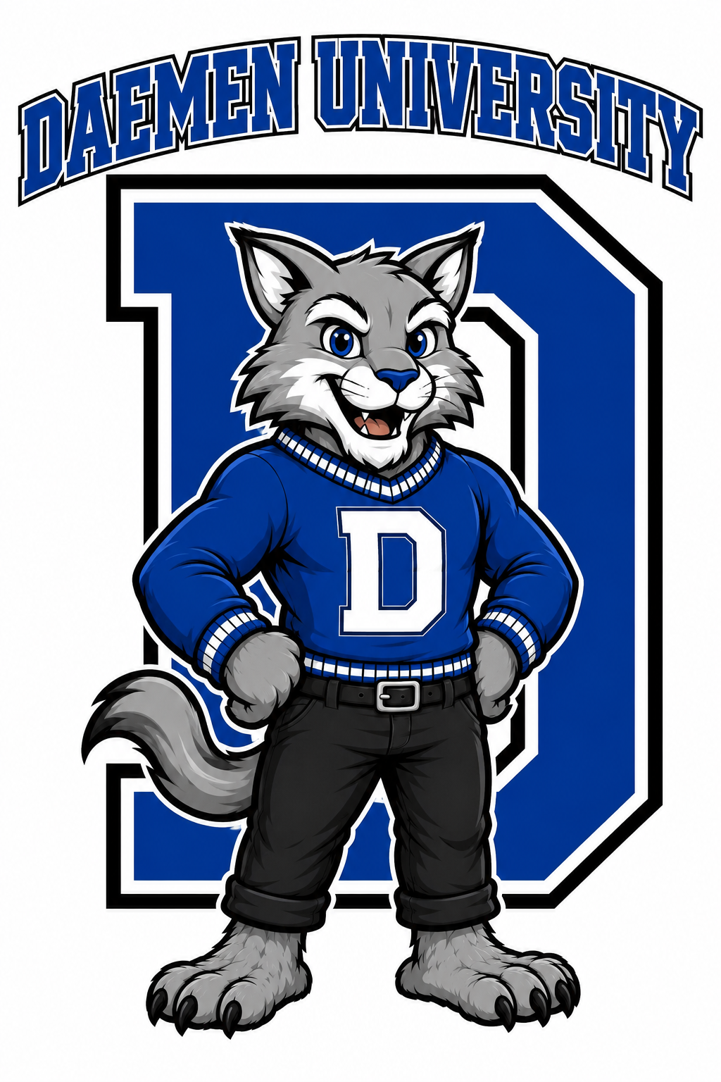 Daemen University Blue Wolf Mascot Graphic Wall Art