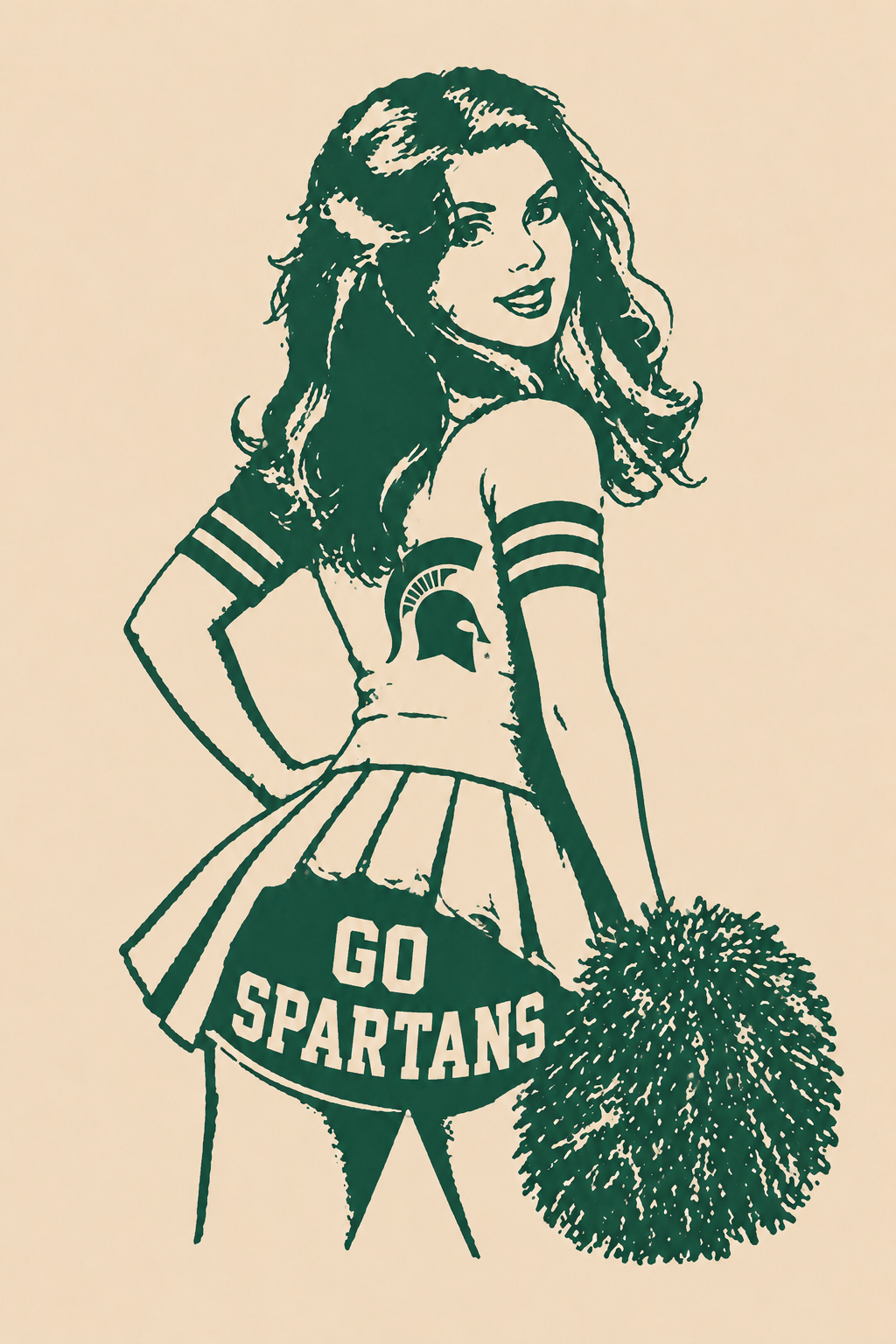 Go Spartans Cheerleader Vintage-Style Wall Art Print