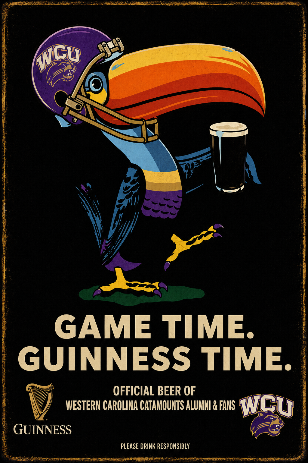 WCU Catamounts Game Time Guinness-Style Wall Sign