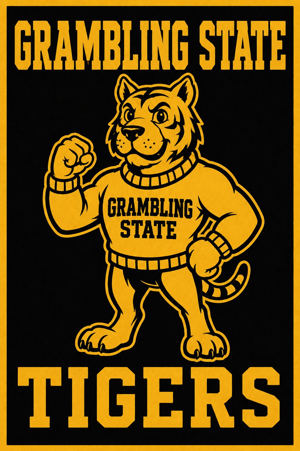Grambling State Tigers Black and Gold Tiger Wall Art