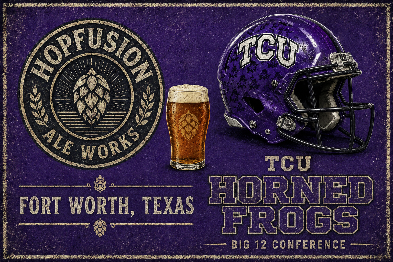 TCU Horned Frogs Hops and Ale Vintage-Style Wall Art