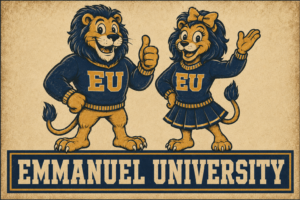 Emmanuel University Lion Couple Vintage-Style Wall Art