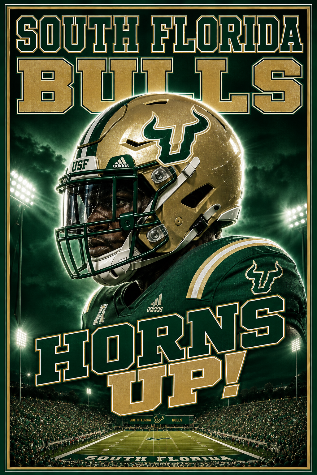 South Florida Bulls Football Helmet Wall Art Poster
