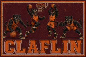 Black Panther Basketball Players Vintage-Style Wall Art