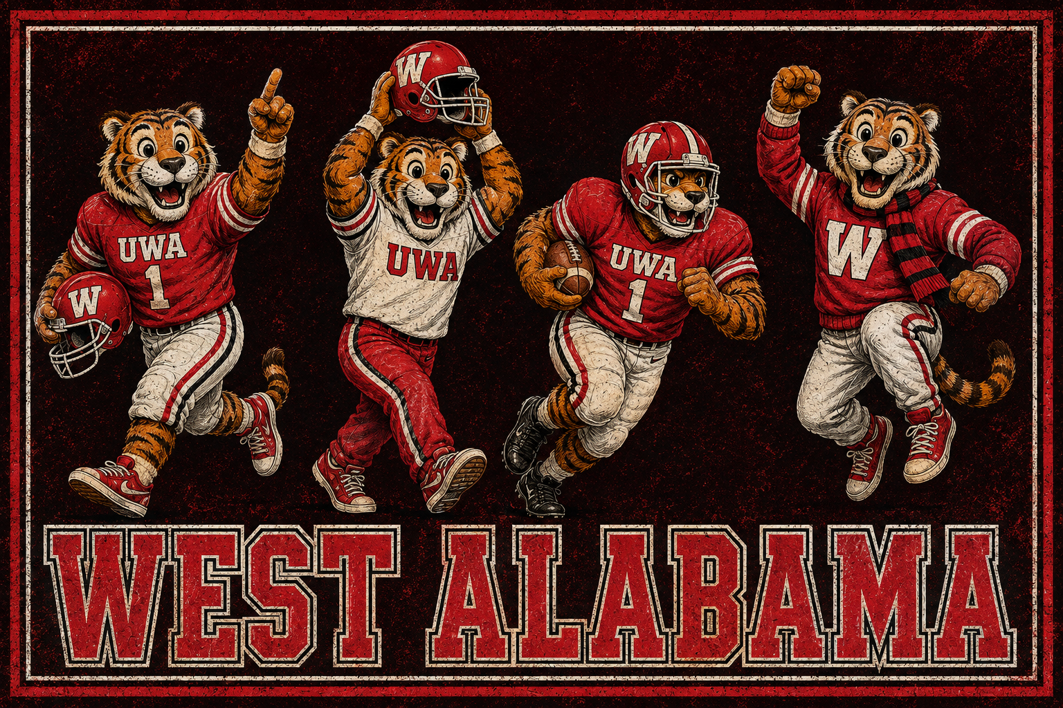 West Alabama Tigers Football Graphic Wall Art