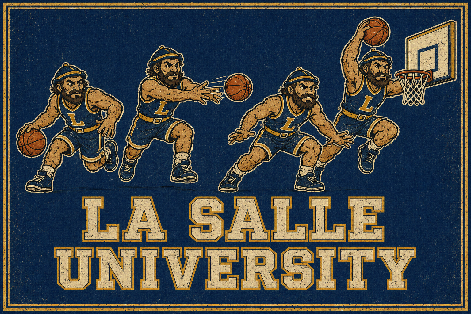 La Salle University Basketball Vintage-Style Wall Art
