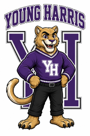 Young Harris Cougars Purple Mascot Graphic Wall Art