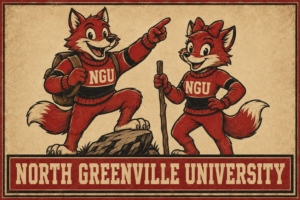 North Greenville University Fox Mascot Vintage-Style Wall Art