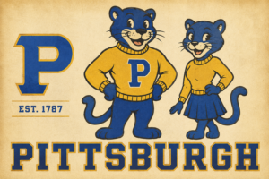 Pittsburgh Blue Panther Couple Vintage-Style Wall Art