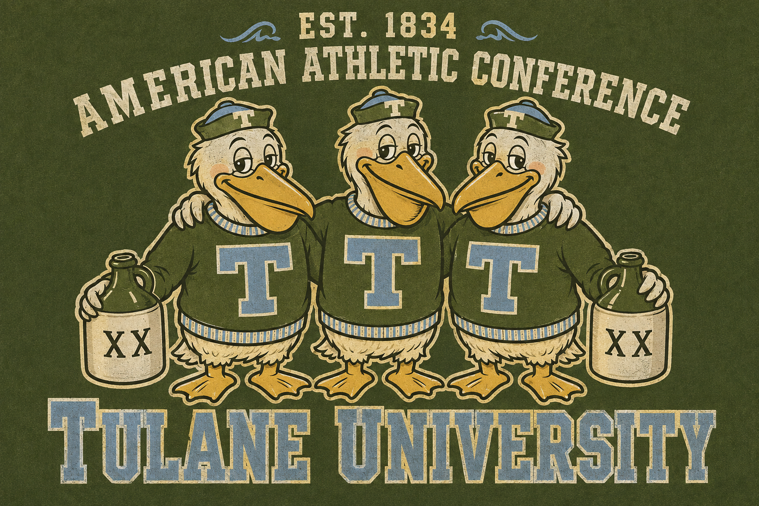 Vintage-Style Tulane Pelicans Athletic Conference Wall Art