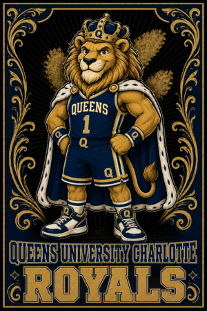 Queens University Charlotte Royals Lion Basketball Wall Art