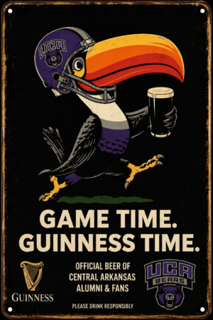 UCA Bears Guinness-Themed Game Time Metal Sign