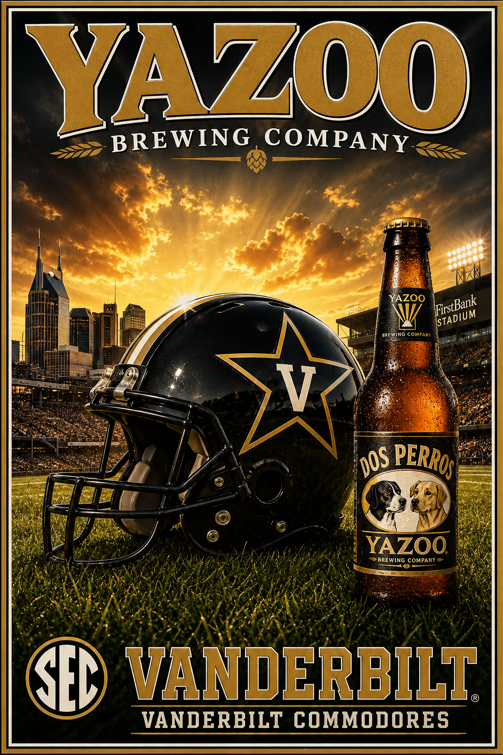 Vanderbilt Commodores Football & Yazoo Brewing Poster