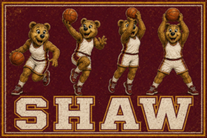 Basketball Bear Squad “SHAW” Distressed-Style Wall Art