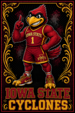 Iowa State Cyclones Cardinal Basketball Wall Art