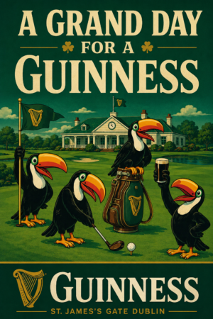 A Grand Day for Guinness Toucan Golf Poster