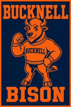 Bucknell Bison Orange and Navy Graphic Wall Art